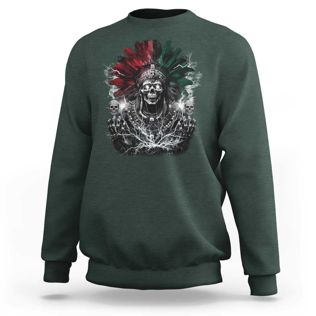 Ancient Aztec King Sweatshirt Calabera Azteca Mexican Skull Skeleton
