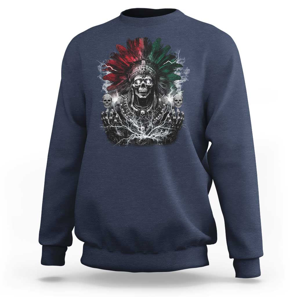 Ancient Aztec King Sweatshirt Calabera Azteca Mexican Skull Skeleton