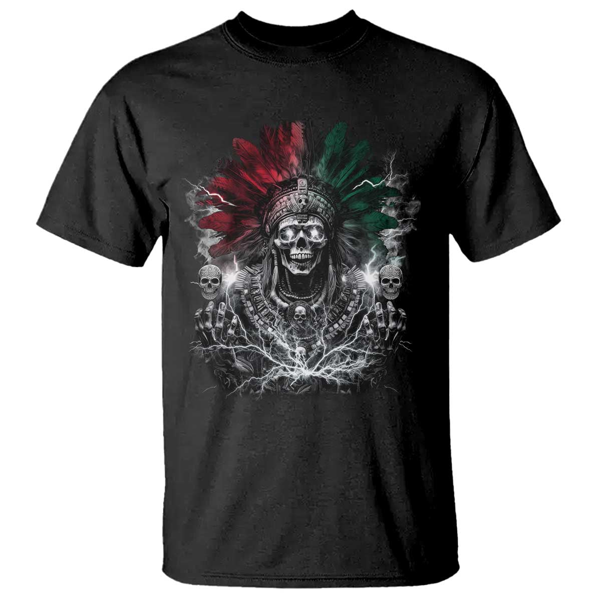 Ancient Aztec King T Shirt Calabera Azteca Mexican Skull Skeleton