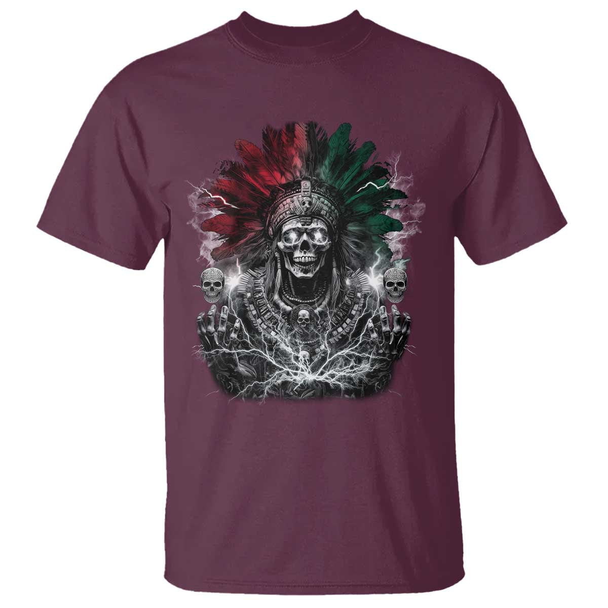 Ancient Aztec King T Shirt Calabera Azteca Mexican Skull Skeleton