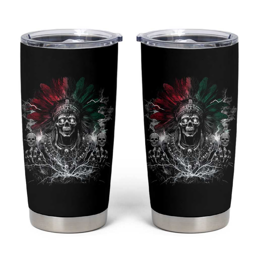 Ancient Aztec King Tumbler Cup Calabera Azteca Mexican Skull Skeleton
