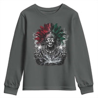 Ancient Aztec King Youth Sweatshirt Calabera Azteca Mexican Skull Skeleton