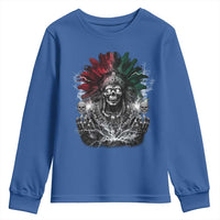 Ancient Aztec King Youth Sweatshirt Calabera Azteca Mexican Skull Skeleton