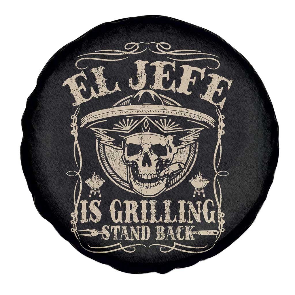 Funny Mexican Dad Spare Tire Cover El Jefe Grilling Stand Back