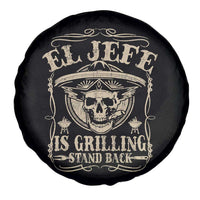 Funny Mexican Dad Spare Tire Cover El Jefe Grilling Stand Back