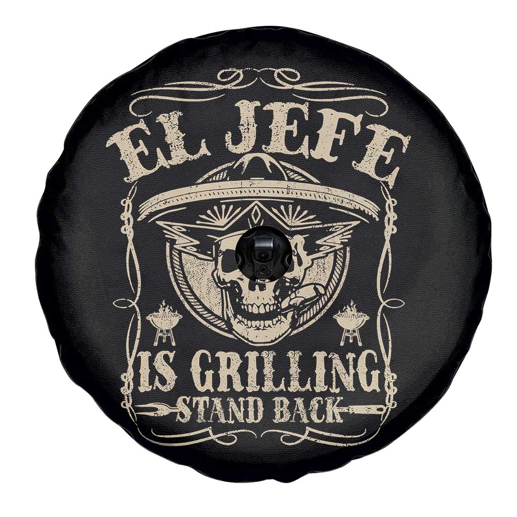 Funny Mexican Dad Spare Tire Cover El Jefe Grilling Stand Back