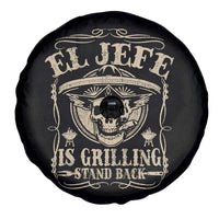Funny Mexican Dad Spare Tire Cover El Jefe Grilling Stand Back
