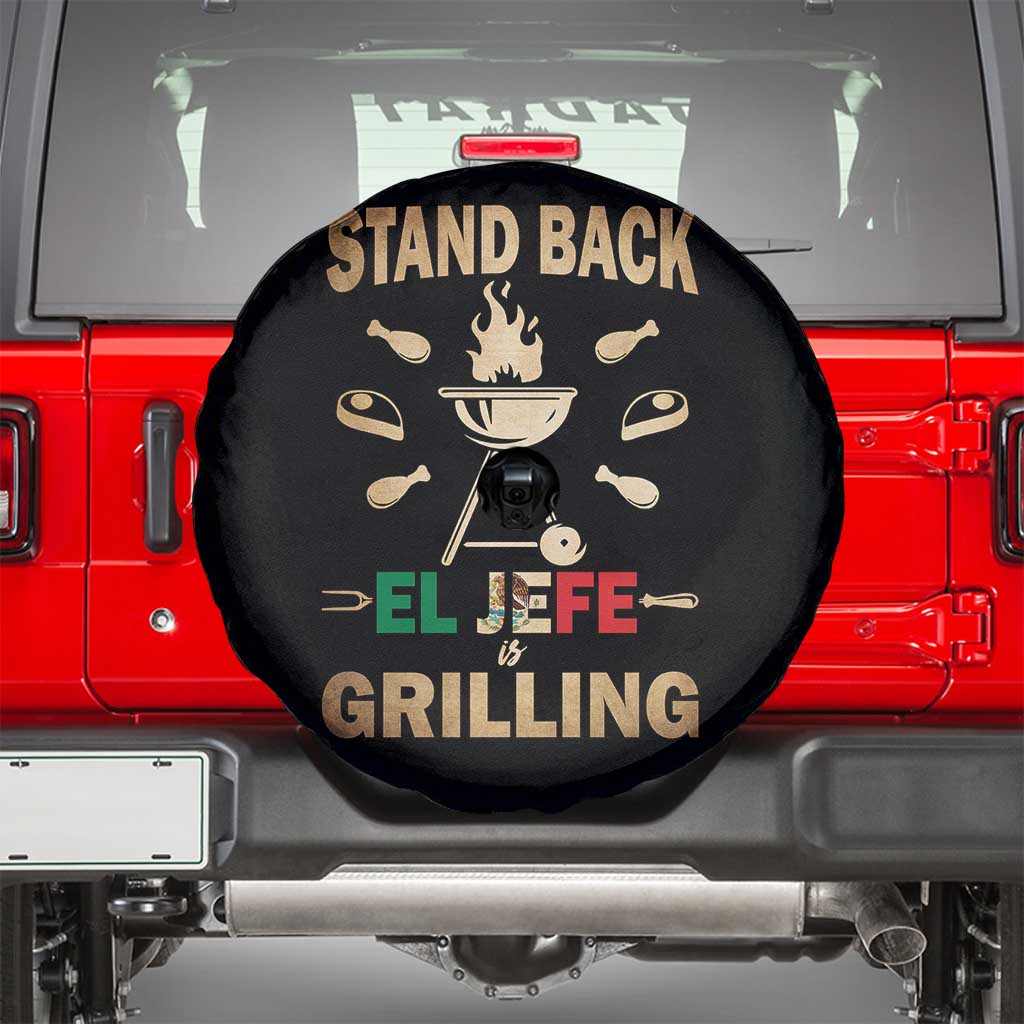 Funny Mexican Dad Spare Tire Cover El Jefe Grilling Stand Back Fathers Day
