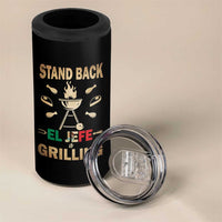 Funny Mexican Dad 4 in 1 Can Cooler Tumbler El Jefe Grilling Stand Back Fathers Day