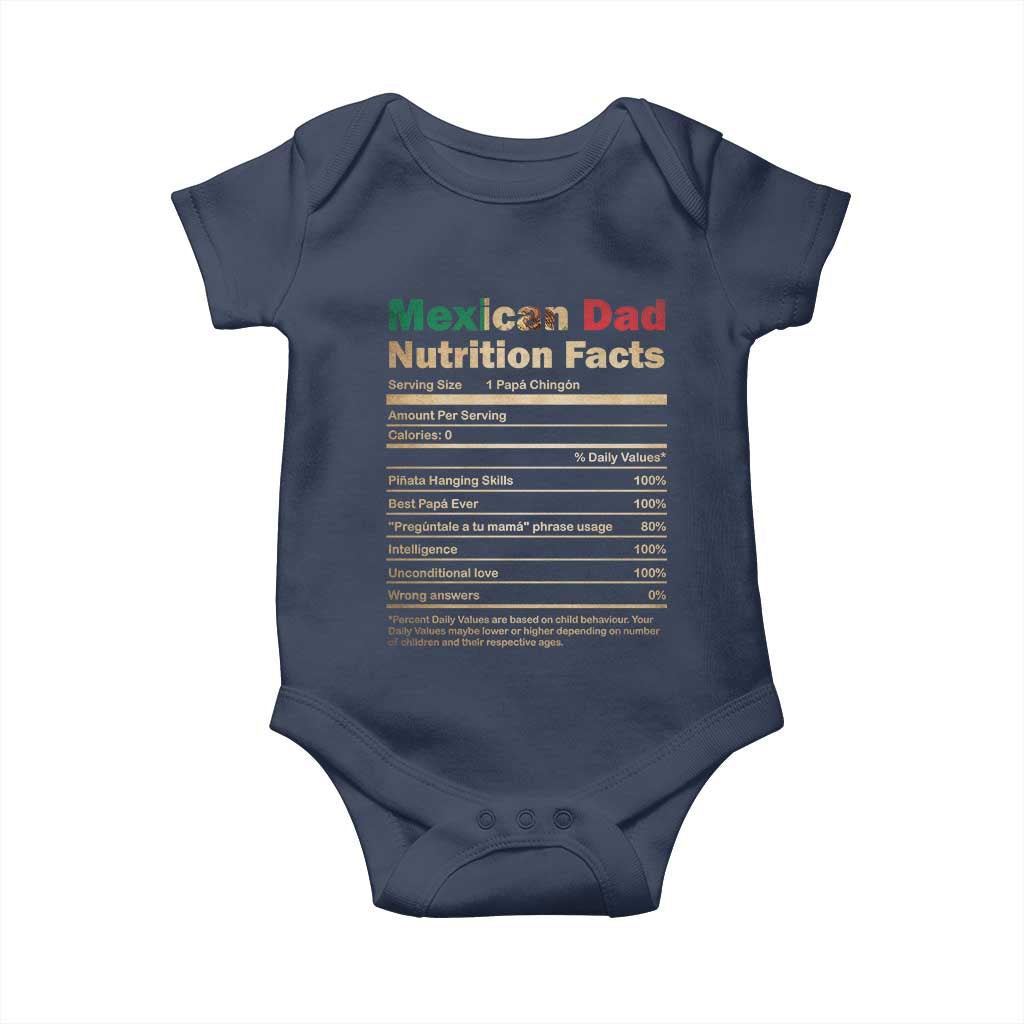 Mexican Dad Baby Onesie Regalo Para Papa Nutrition Facts