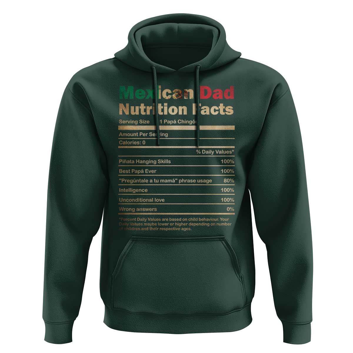 Mexican Dad Hoodie Regalo Para Papa Nutrition Facts