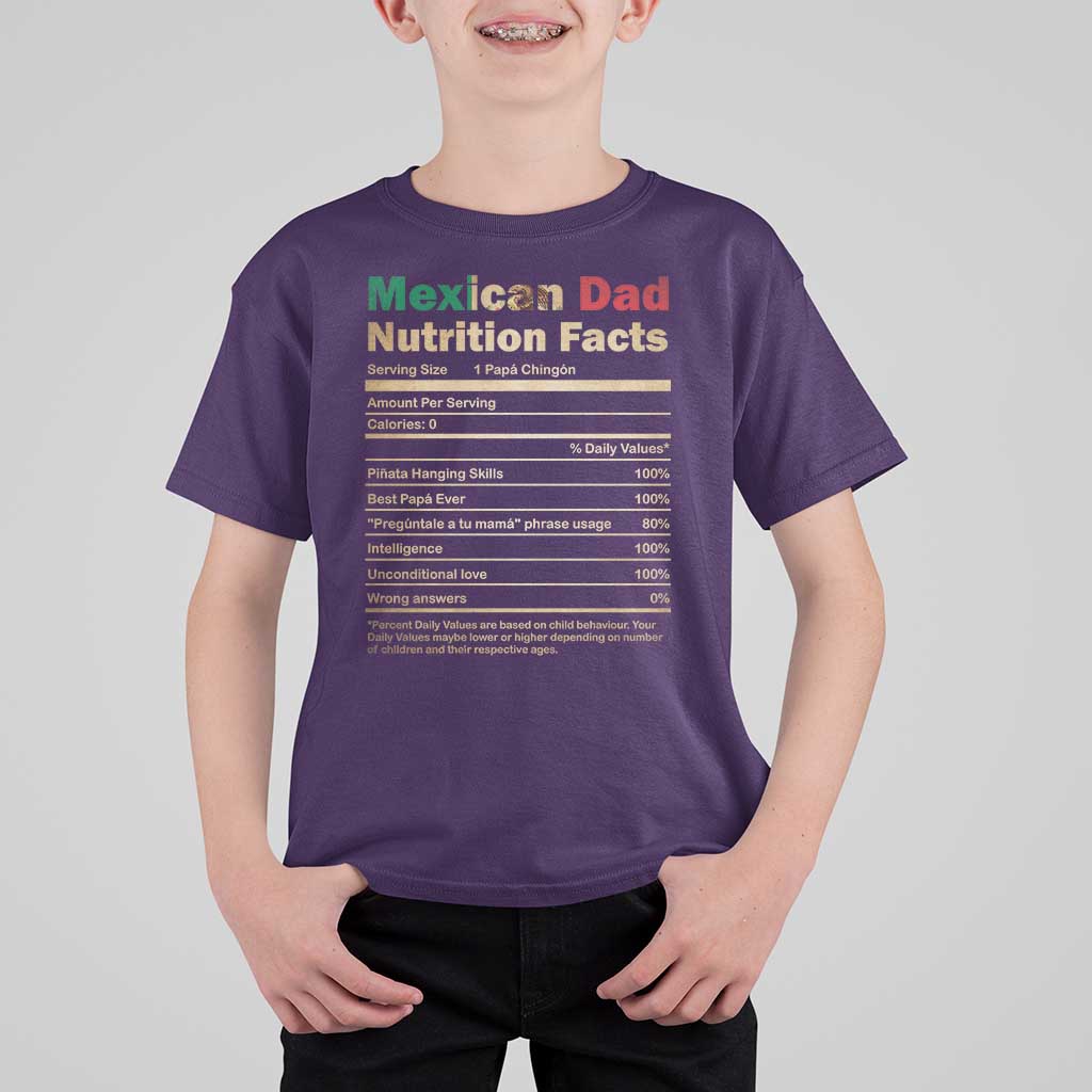Mexican Dad T Shirt For Kid Regalo Para Papa Nutrition Facts