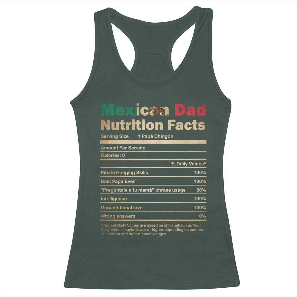 Mexican Dad Racerback Tank Top Regalo Para Papa Nutrition Facts