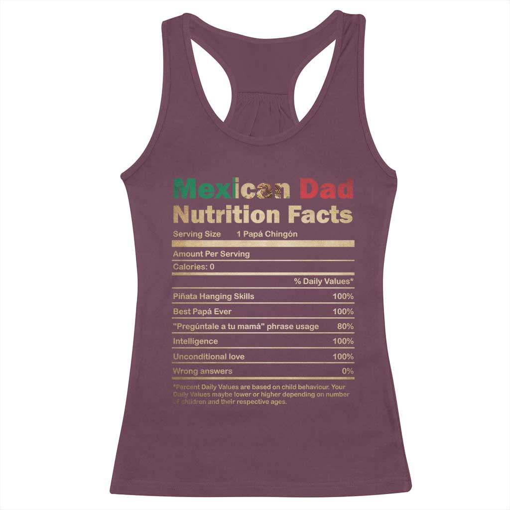 Mexican Dad Racerback Tank Top Regalo Para Papa Nutrition Facts