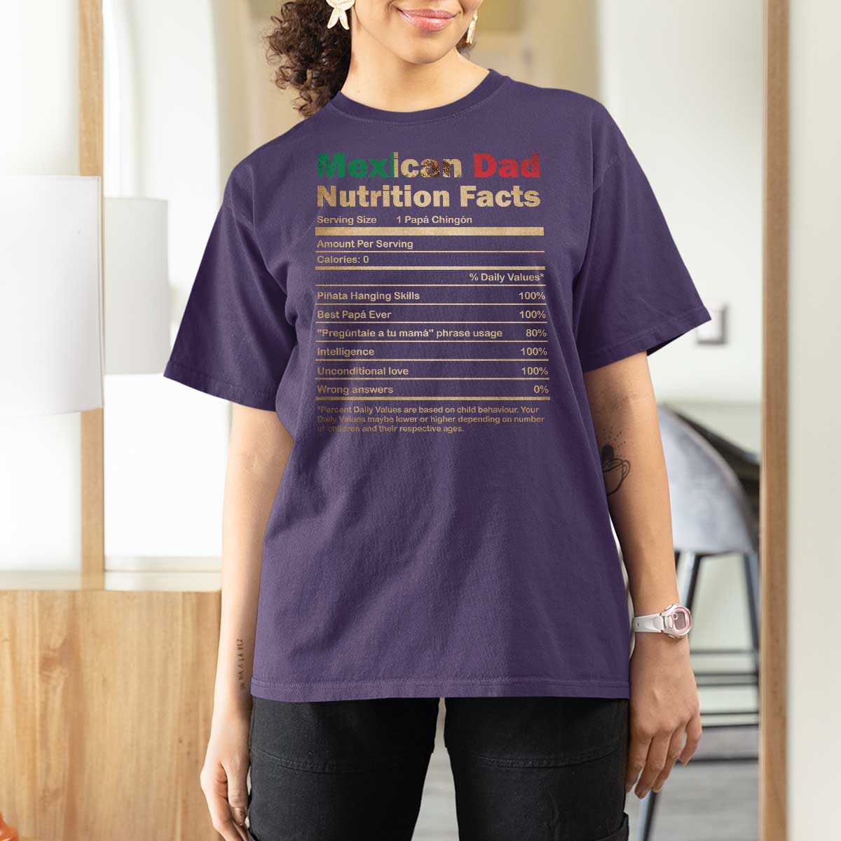 Mexican Dad T Shirt For Women Regalo Para Papa Nutrition Facts