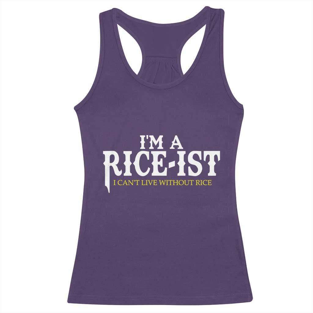 Rice Lover Racerback Tank Top Im a Rice-Ist Rice Asian Food Humor
