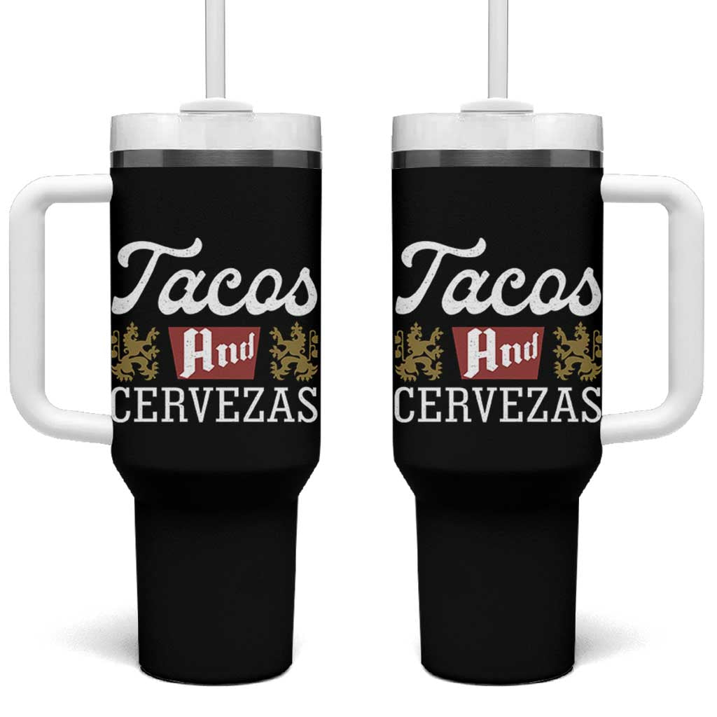 Tacos And Cervezas Tumbler With Handle Mexican Food Beer Humor