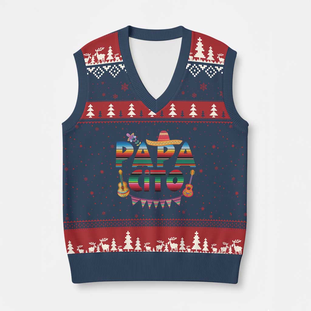Papa Cito V-Neck Knit Sweater Vest Mexican Dad Latino Fathers Day Gift