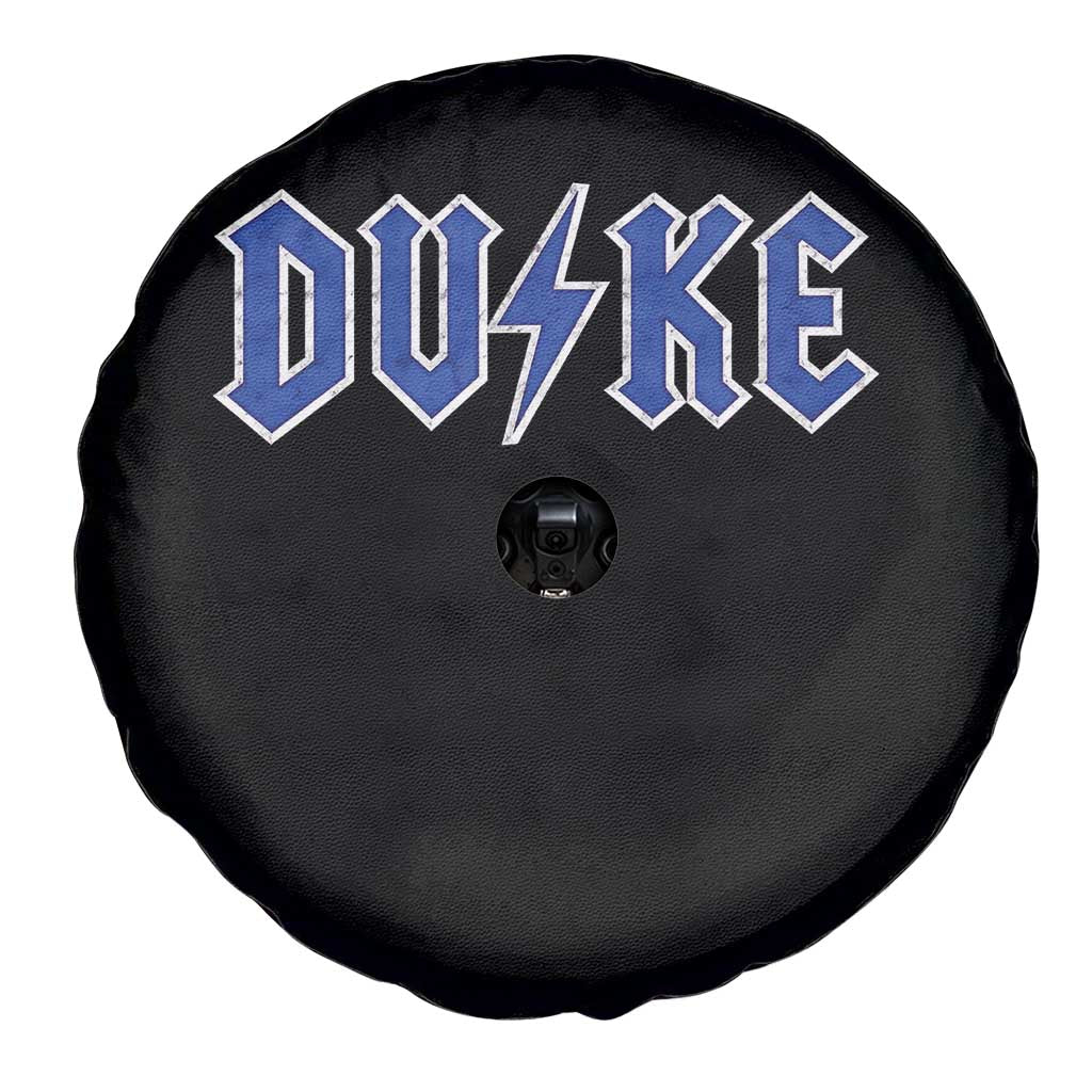 Vintage Duke Last Name Sports Style Spare Tire Cover Vintage Lightning Bold Gothic Font Graphic Basketball Fans