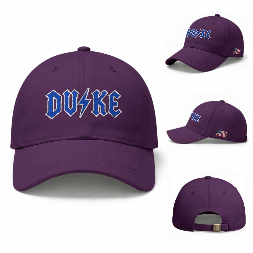 Vintage Duke Last Name Sports Style Baseball Cap Vintage Lightning Bold Gothic Font Graphic Basketball Fans