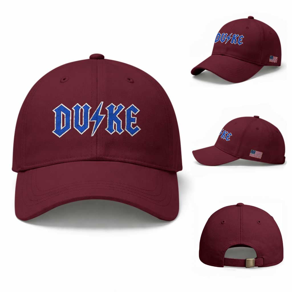 Vintage Duke Last Name Sports Style Baseball Cap Vintage Lightning Bold Gothic Font Graphic Basketball Fans