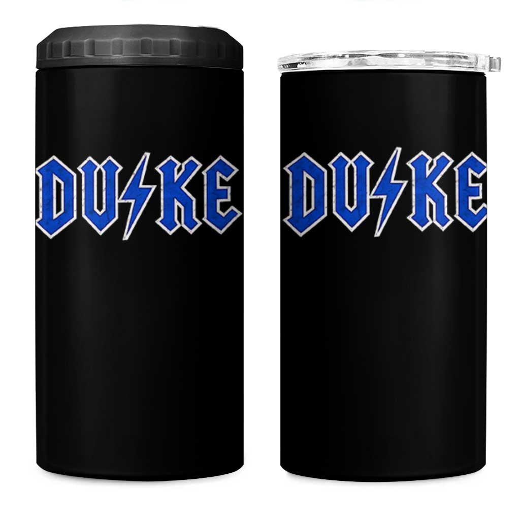 Vintage Duke Last Name Sports Style 4 in 1 Can Cooler Tumbler Vintage Lightning Bold Gothic Font Graphic Basketball Fans