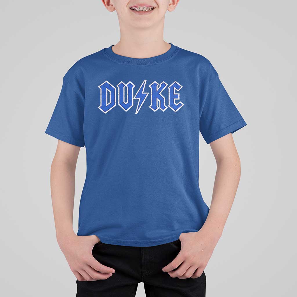 Vintage Duke Last Name Sports Style T Shirt For Kid Vintage Lightning Bold Gothic Font Graphic Basketball Fans
