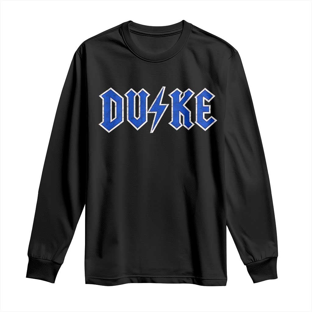 Vintage Duke Last Name Sports Style Long Sleeve Shirt Vintage Lightning Bold Gothic Font Graphic Basketball Fans