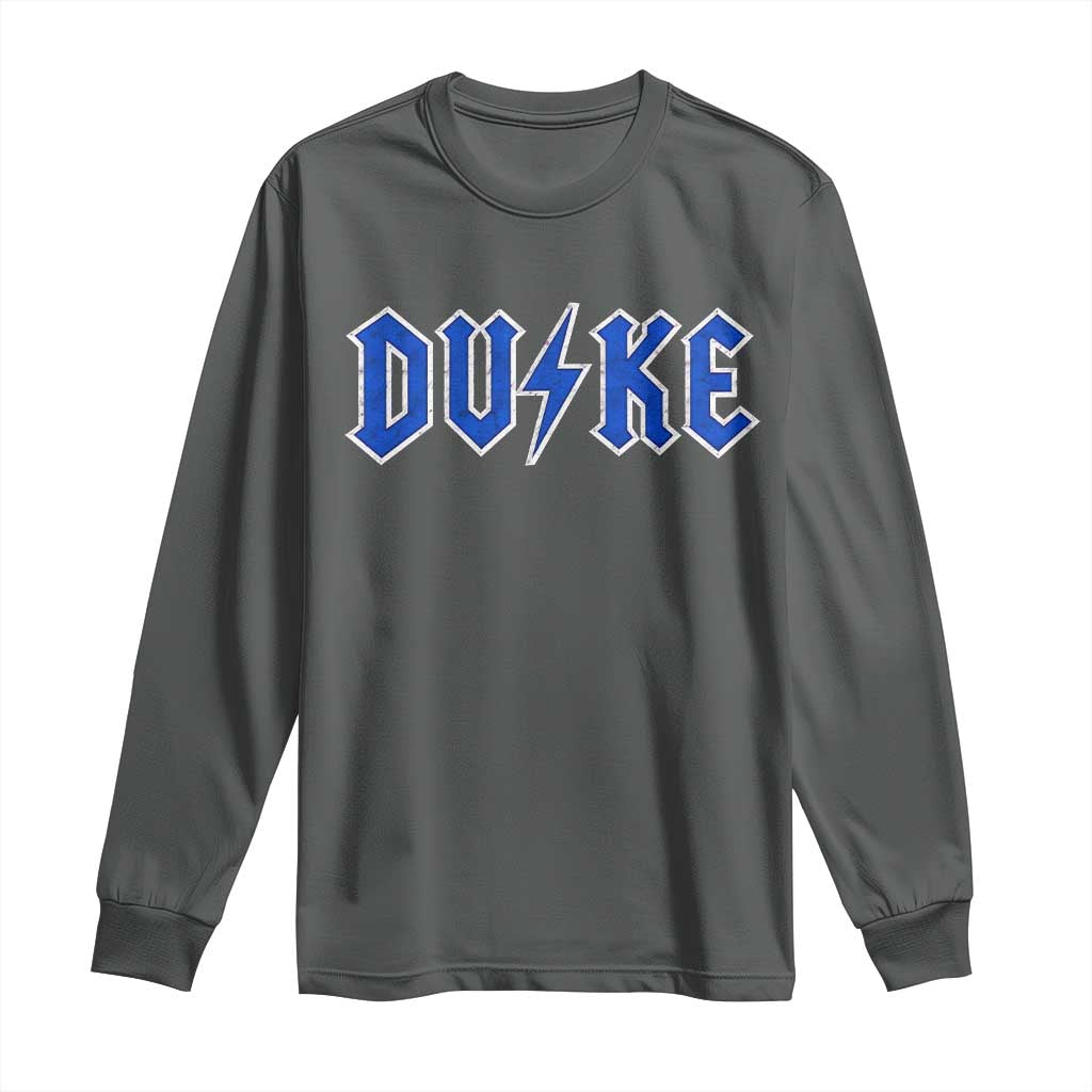 Vintage Duke Last Name Sports Style Long Sleeve Shirt Vintage Lightning Bold Gothic Font Graphic Basketball Fans