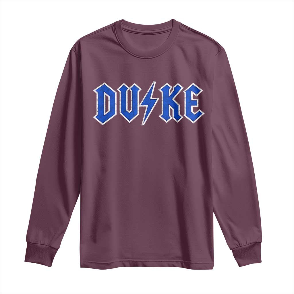 Vintage Duke Last Name Sports Style Long Sleeve Shirt Vintage Lightning Bold Gothic Font Graphic Basketball Fans