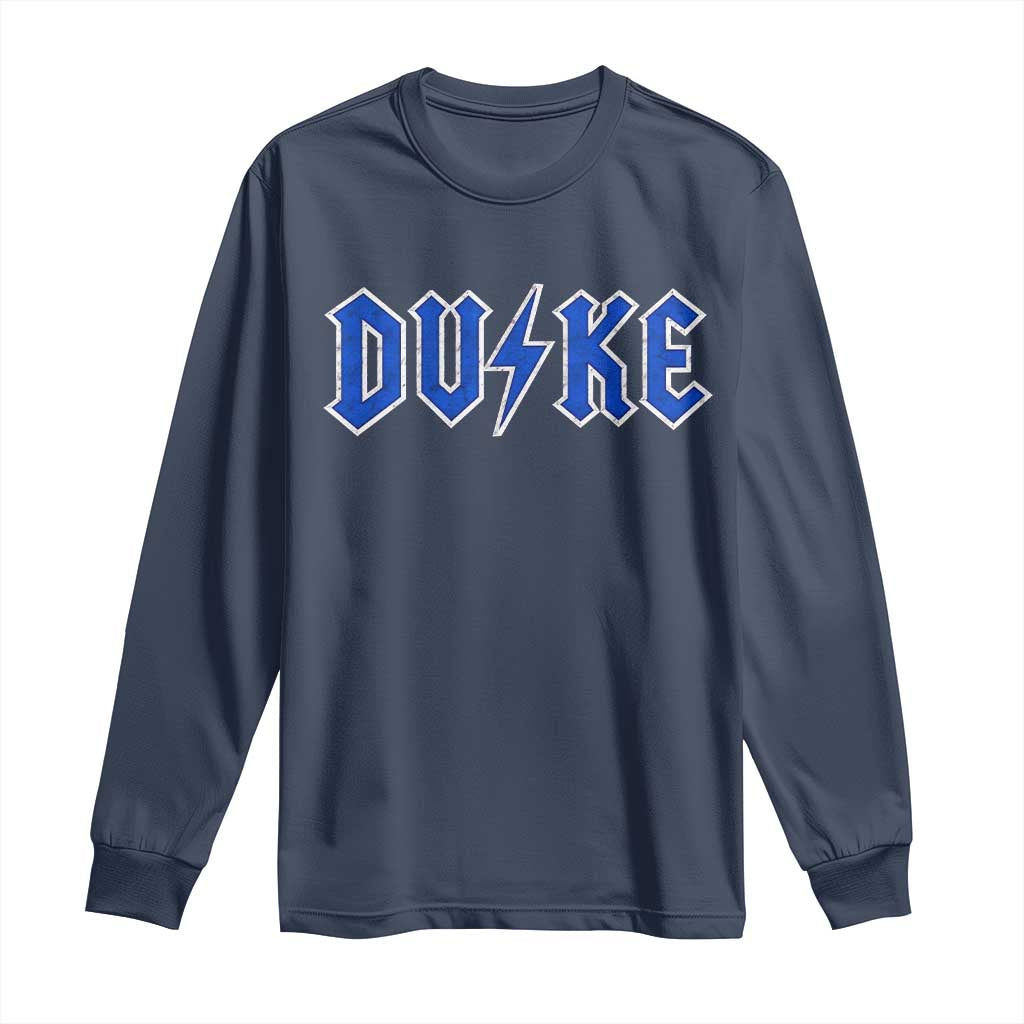 Vintage Duke Last Name Sports Style Long Sleeve Shirt Vintage Lightning Bold Gothic Font Graphic Basketball Fans