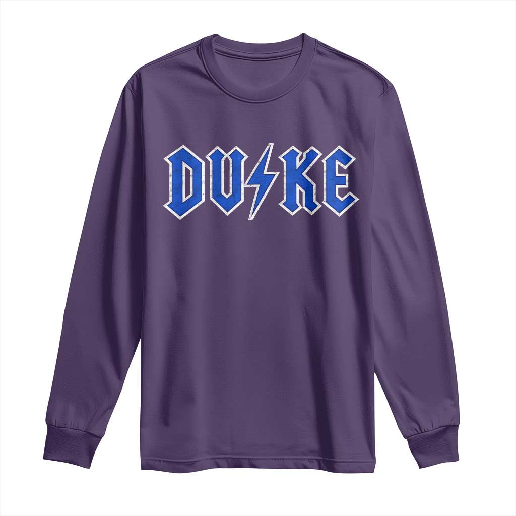 Vintage Duke Last Name Sports Style Long Sleeve Shirt Vintage Lightning Bold Gothic Font Graphic Basketball Fans