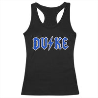 Vintage Duke Last Name Sports Style Racerback Tank Top Vintage Lightning Bold Gothic Font Graphic Basketball Fans