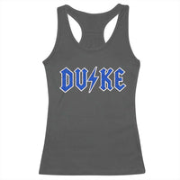 Vintage Duke Last Name Sports Style Racerback Tank Top Vintage Lightning Bold Gothic Font Graphic Basketball Fans