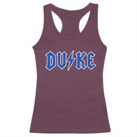 Vintage Duke Last Name Sports Style Racerback Tank Top Vintage Lightning Bold Gothic Font Graphic Basketball Fans