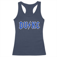 Vintage Duke Last Name Sports Style Racerback Tank Top Vintage Lightning Bold Gothic Font Graphic Basketball Fans
