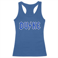 Vintage Duke Last Name Sports Style Racerback Tank Top Vintage Lightning Bold Gothic Font Graphic Basketball Fans
