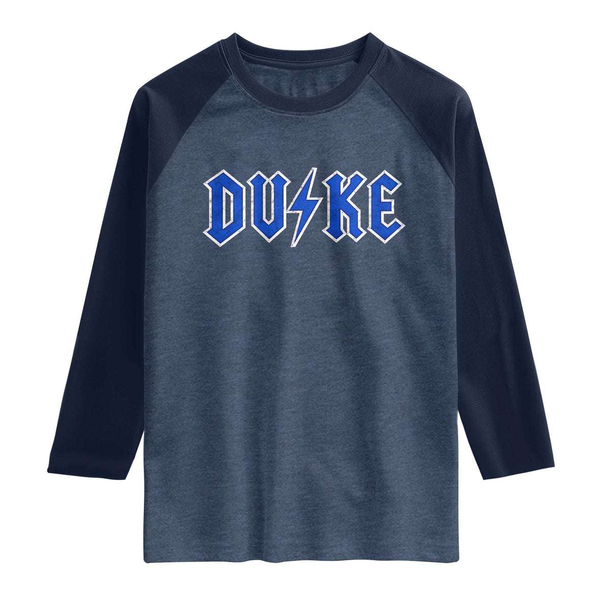 Vintage Duke Last Name Sports Style Raglan Shirt Vintage Lightning Bold Gothic Font Graphic Basketball Fans