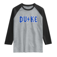 Vintage Duke Last Name Sports Style Raglan Shirt Vintage Lightning Bold Gothic Font Graphic Basketball Fans