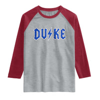 Vintage Duke Last Name Sports Style Raglan Shirt Vintage Lightning Bold Gothic Font Graphic Basketball Fans