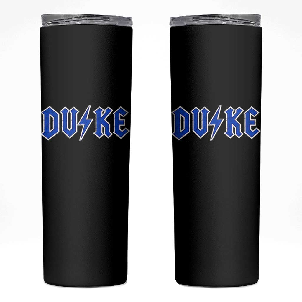 Vintage Duke Last Name Sports Style Skinny Tumbler Vintage Lightning Bold Gothic Font Graphic Basketball Fans