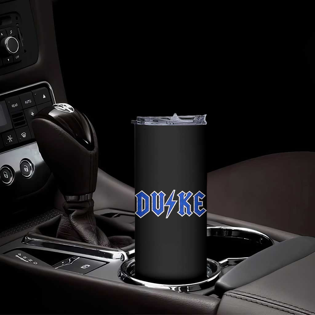 Vintage Duke Last Name Sports Style Skinny Tumbler Vintage Lightning Bold Gothic Font Graphic Basketball Fans