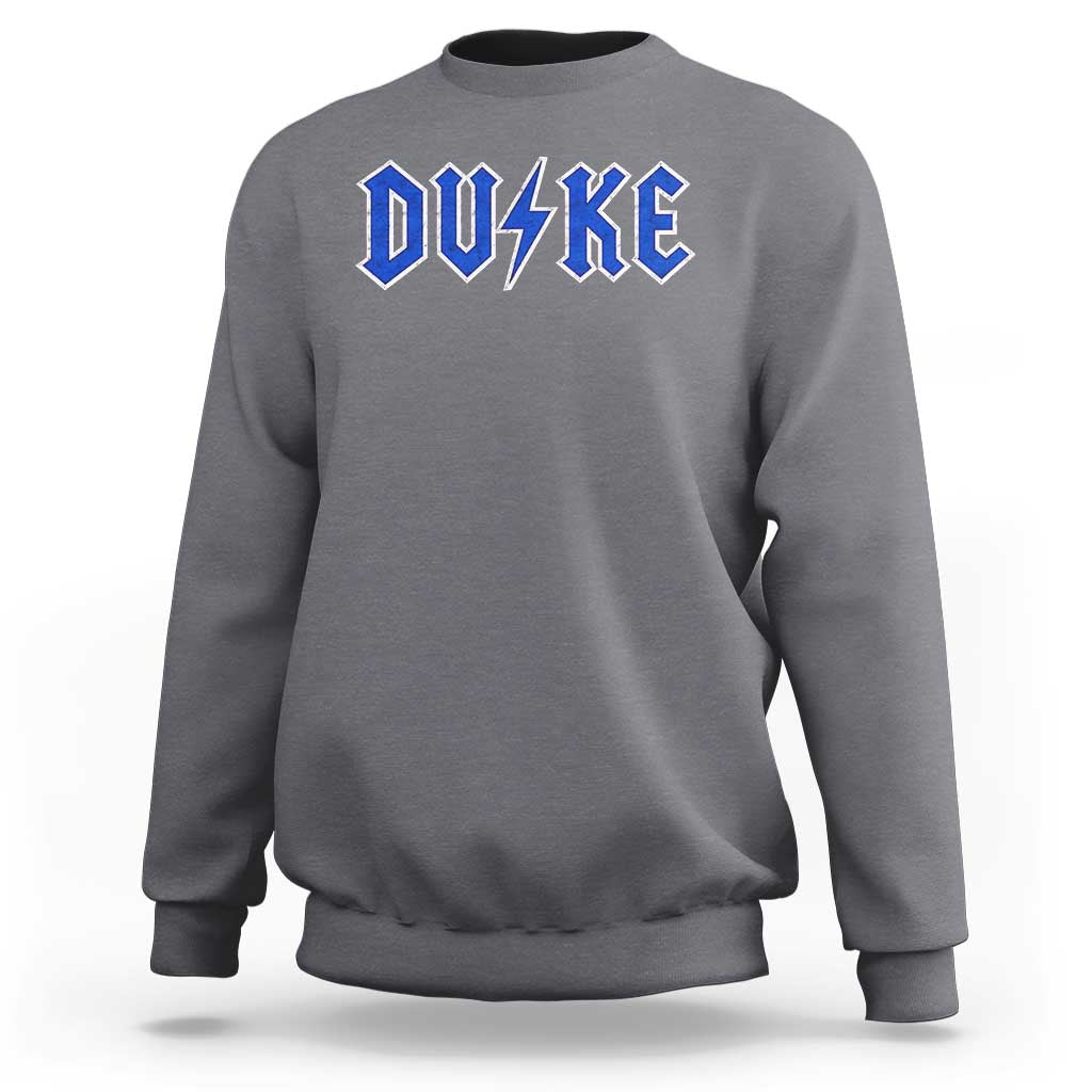 Vintage Duke Last Name Sports Style Sweatshirt Vintage Lightning Bold Gothic Font Graphic Basketball Fans