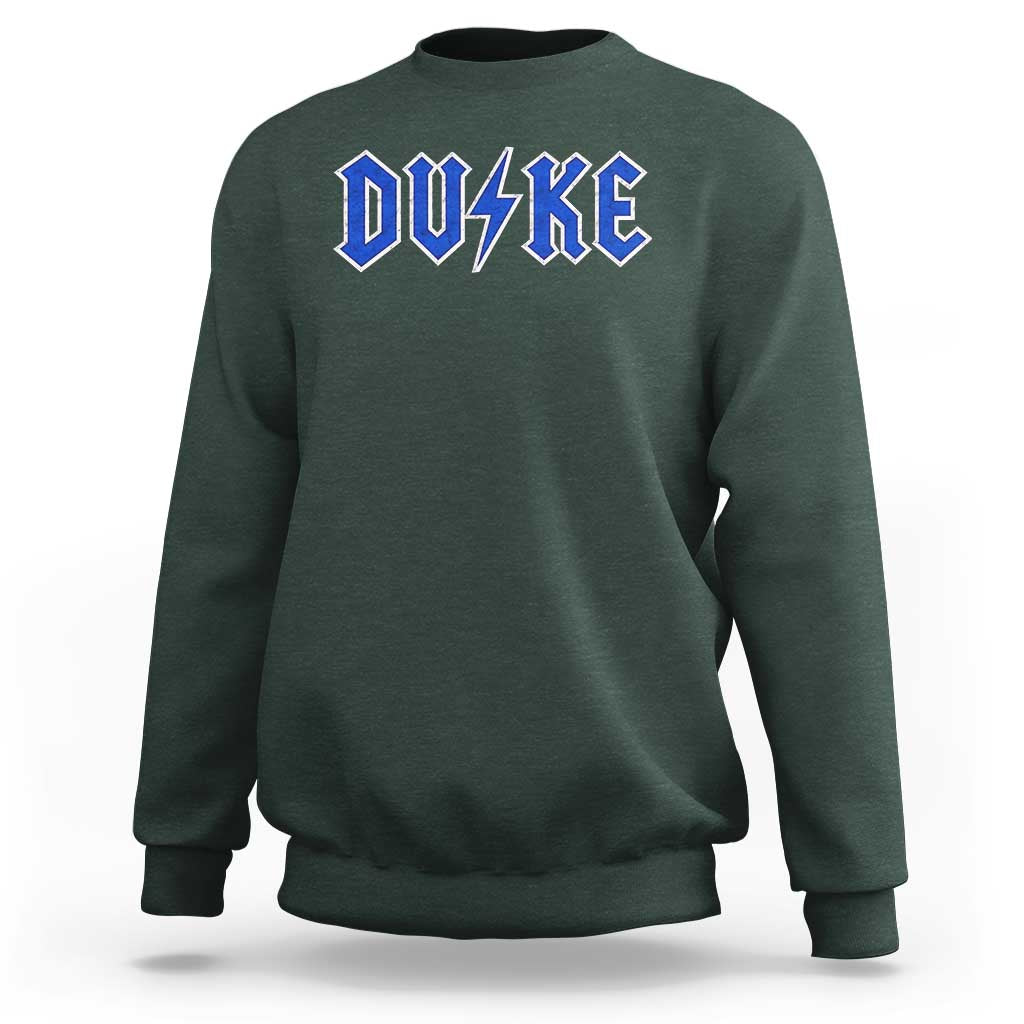 Vintage Duke Last Name Sports Style Sweatshirt Vintage Lightning Bold Gothic Font Graphic Basketball Fans