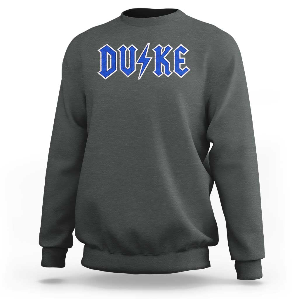 Vintage Duke Last Name Sports Style Sweatshirt Vintage Lightning Bold Gothic Font Graphic Basketball Fans