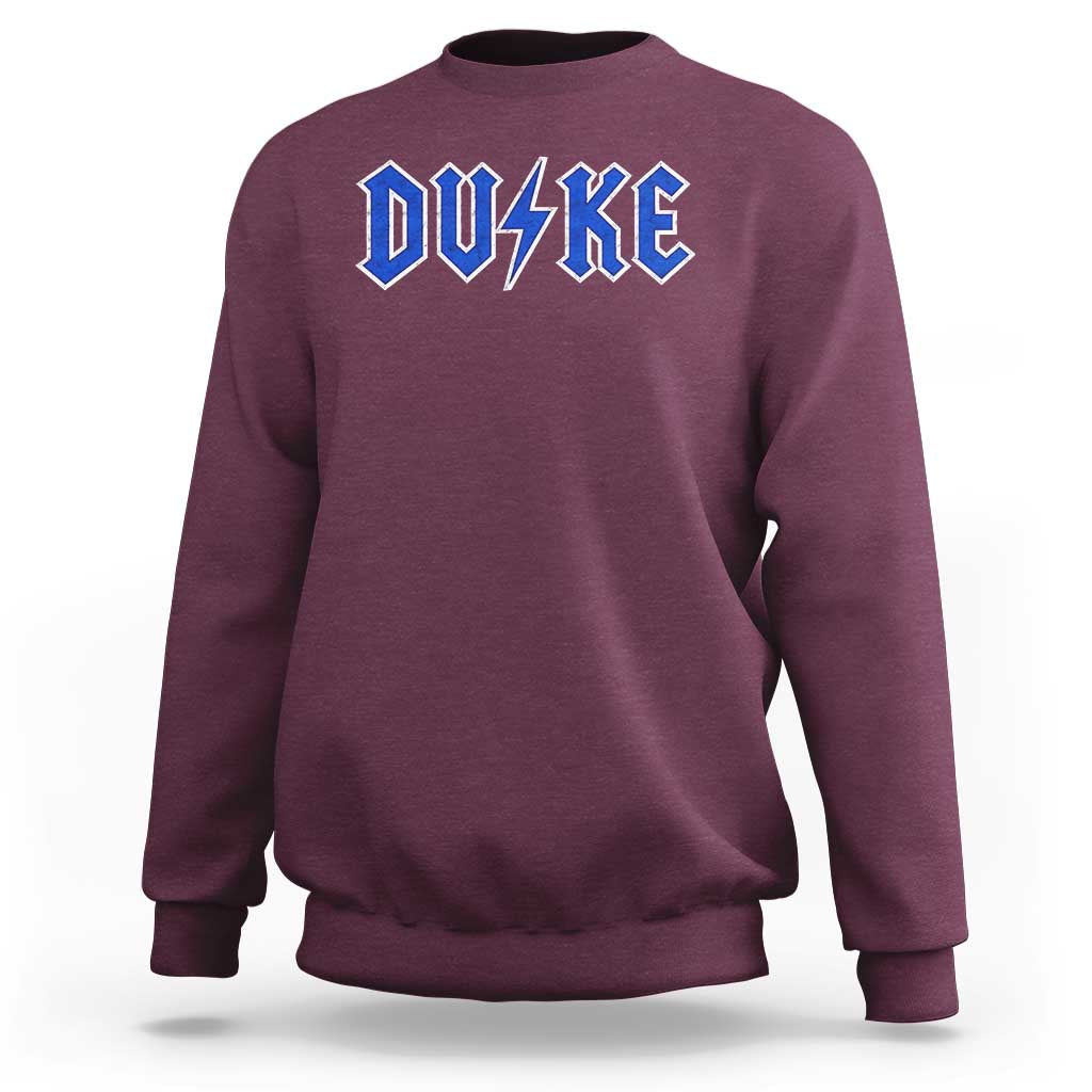 Vintage Duke Last Name Sports Style Sweatshirt Vintage Lightning Bold Gothic Font Graphic Basketball Fans