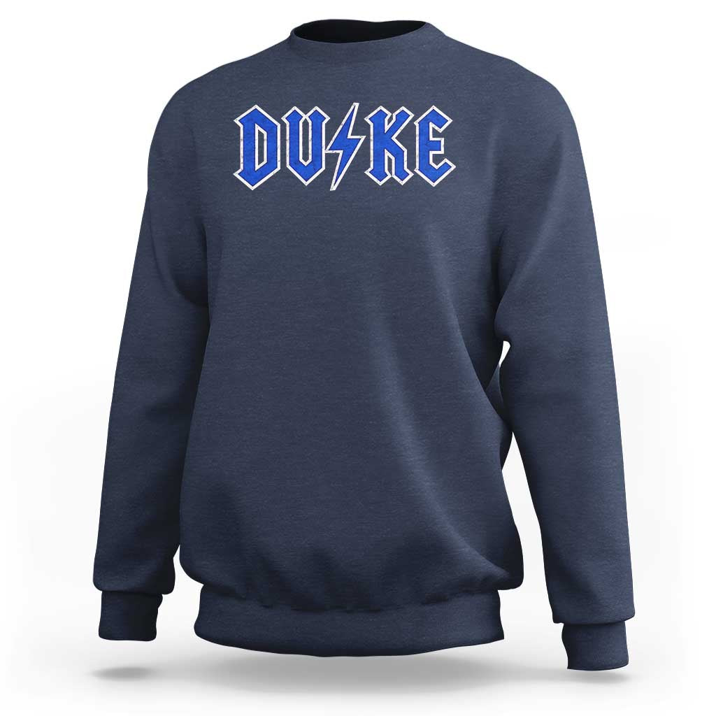 Vintage Duke Last Name Sports Style Sweatshirt Vintage Lightning Bold Gothic Font Graphic Basketball Fans