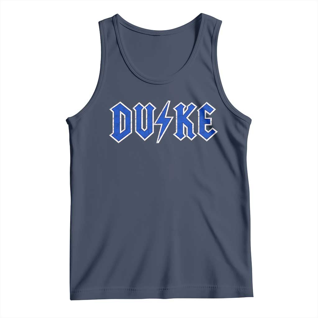 Vintage Duke Last Name Sports Style Tank Top Vintage Lightning Bold Gothic Font Graphic Basketball Fans