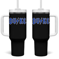 Vintage Duke Last Name Sports Style Tumbler With Handle Vintage Lightning Bold Gothic Font Graphic Basketball Fans