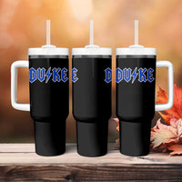 Vintage Duke Last Name Sports Style Tumbler With Handle Vintage Lightning Bold Gothic Font Graphic Basketball Fans